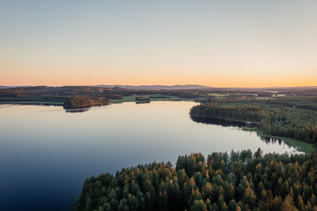 Lake shore scenery at Arctic Lakeland Finland